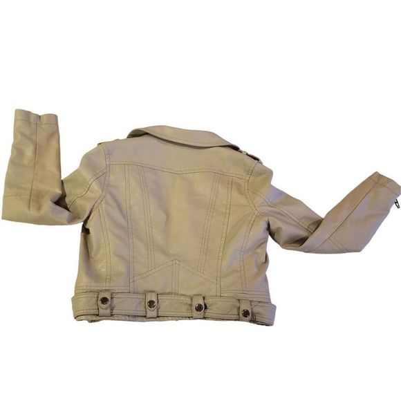 Blank Nyc GIRL’S Gray Full Zip Belted Faux Leather Moto Jacket Size Large - Picture 14 of 16